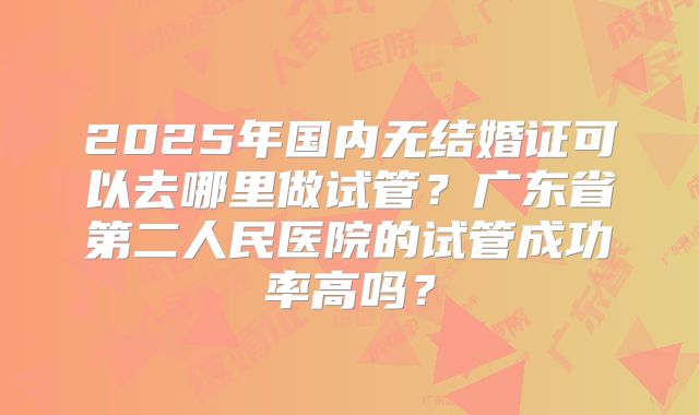 2025年国内无结婚证可以去哪里做试管?广东省第二人民医院的试管成功率高吗?