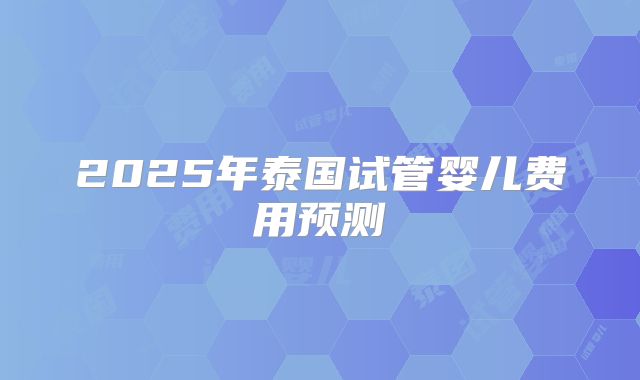 2025年泰国试管婴儿费用预测