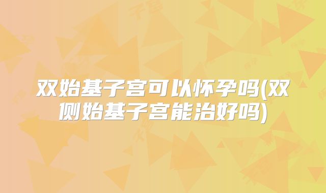 双始基子宫可以怀孕吗(双侧始基子宫能治好吗)