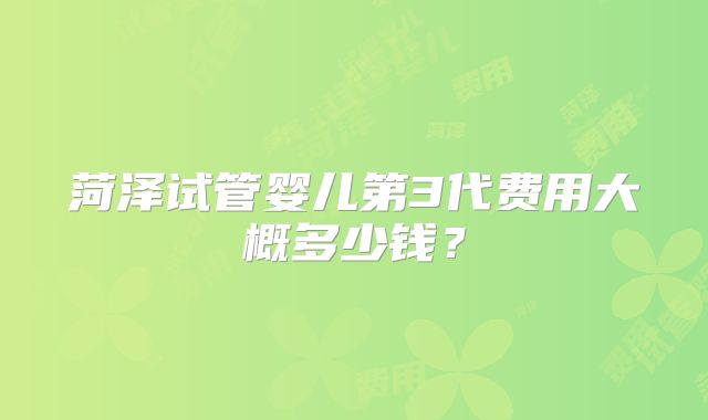 菏泽试管婴儿第3代费用大概多少钱？