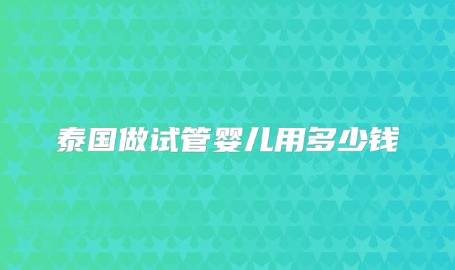 泰国做试管婴儿用多少钱
