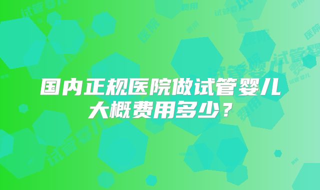 国内正规医院做试管婴儿大概费用多少?