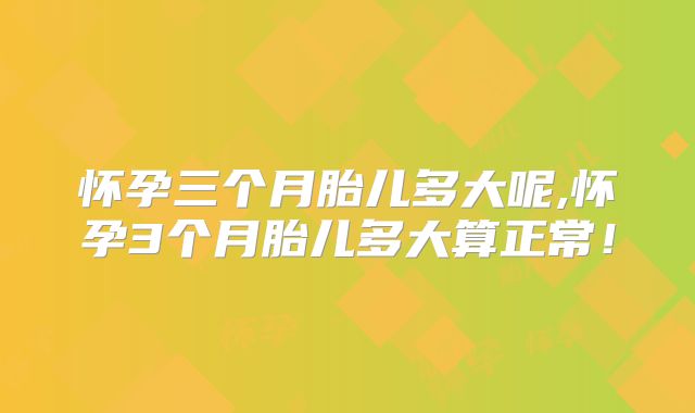 怀孕三个月胎儿多大呢,怀孕3个月胎儿多大算正常!