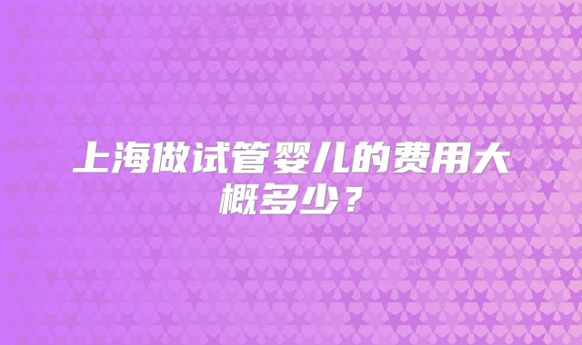 上海做试管婴儿的费用大概多少？