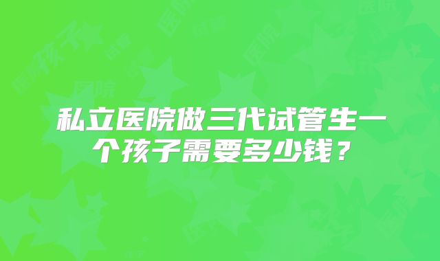 私立医院做三代试管生一个孩子需要多少钱?