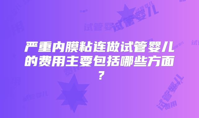 严重内膜粘连做试管婴儿的费用主要包括哪些方面？
