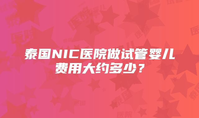 泰国NIC医院做试管婴儿费用大约多少?