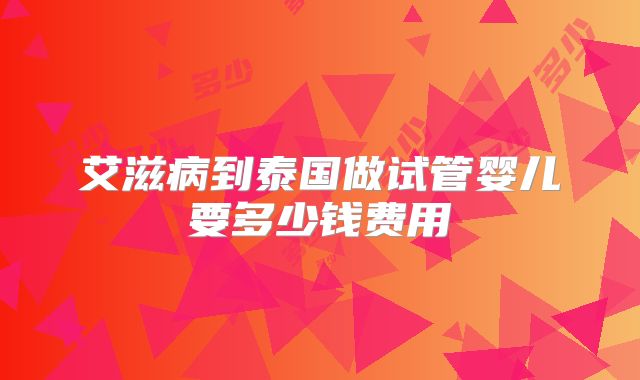 艾滋病到泰国做试管婴儿要多少钱费用