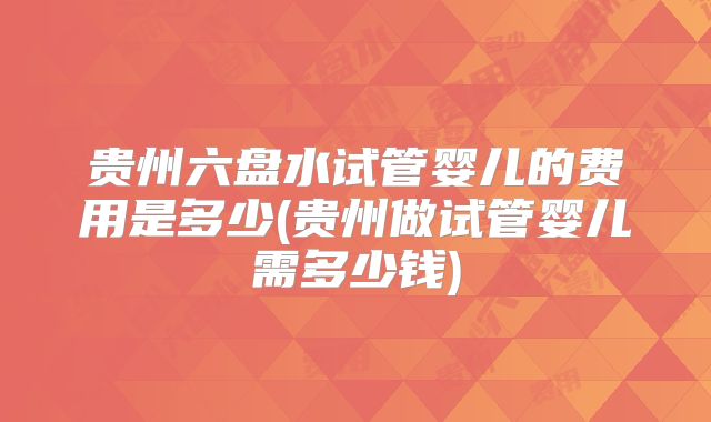 贵州六盘水试管婴儿的费用是多少(贵州做试管婴儿需多少钱)