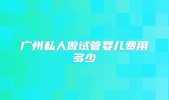 广州私人做试管婴儿费用多少