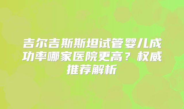 吉尔吉斯斯坦试管婴儿成功率哪家医院更高?权威推荐解析