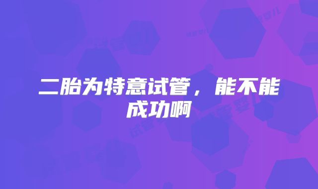 二胎为特意试管，能不能成功啊