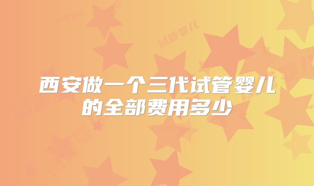 西安做一个三代试管婴儿的全部费用多少