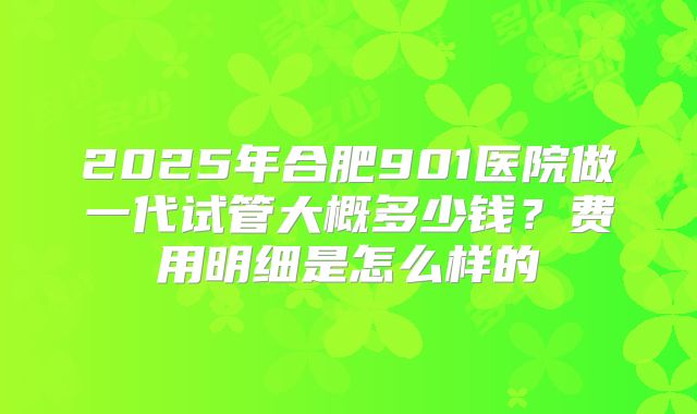 2025年合肥901医院做一代试管大概多少钱？费用明细是怎么样的