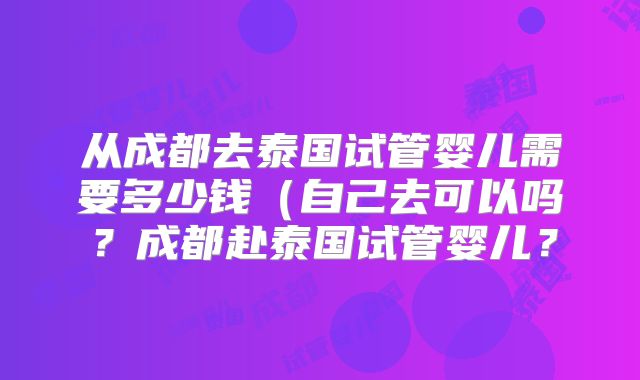 从成都去泰国试管婴儿需要多少钱（自己去可以吗？成都赴泰国试管婴儿？