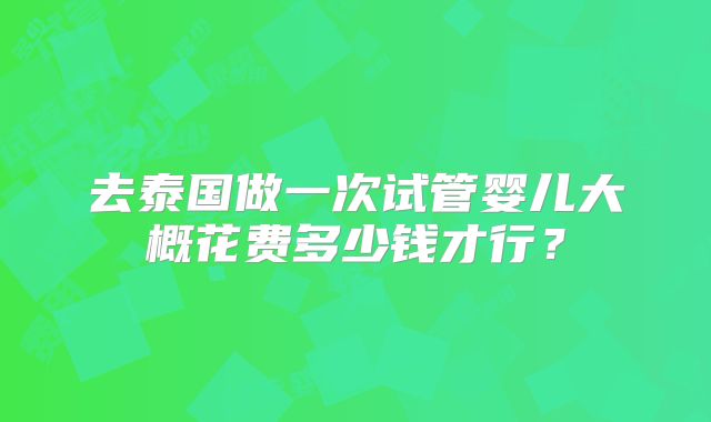 去泰国做一次试管婴儿大概花费多少钱才行?