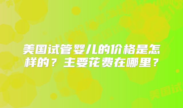美国试管婴儿的价格是怎样的？主要花费在哪里？