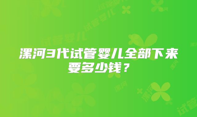 漯河3代试管婴儿全部下来要多少钱？