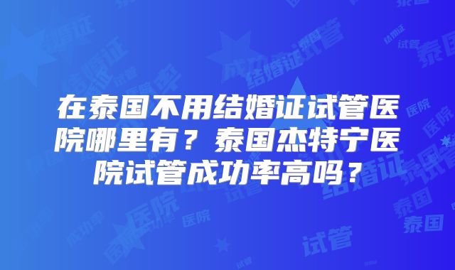 在泰国不用结婚证试管医院哪里有？泰国杰特宁医院试管成功率高吗？