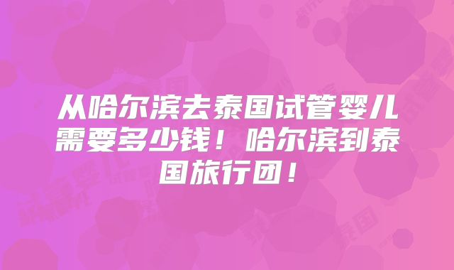 从哈尔滨去泰国试管婴儿需要多少钱!哈尔滨到泰国旅行团!