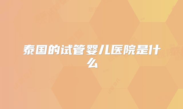 泰国的试管婴儿医院是什么