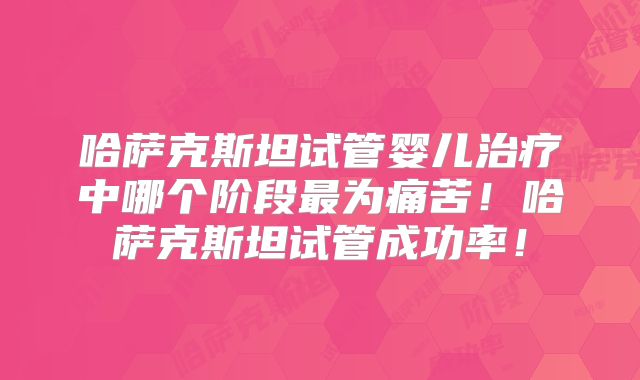 哈萨克斯坦试管婴儿治疗中哪个阶段最为痛苦！哈萨克斯坦试管成功率！