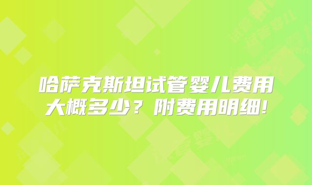哈萨克斯坦试管婴儿费用大概多少？附费用明细!