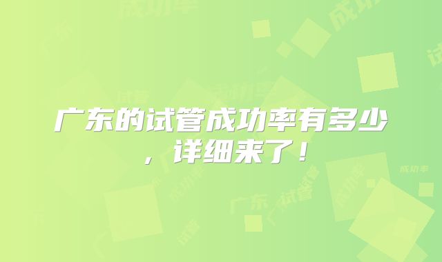 广东的试管成功率有多少,详细来了!