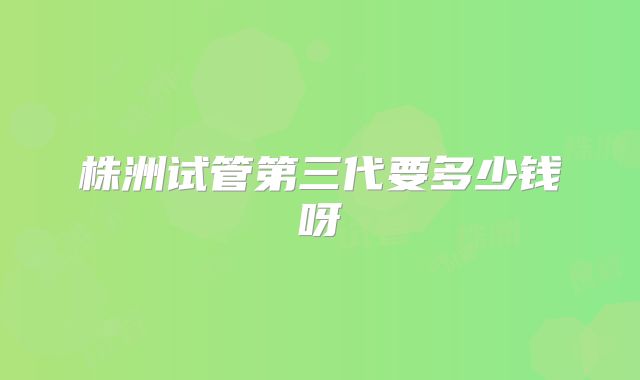 株洲试管第三代要多少钱呀