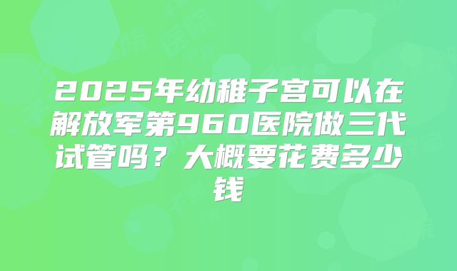 2025年幼稚子宫可以在解放军第960医院做三代试管吗？大概要花费多少钱