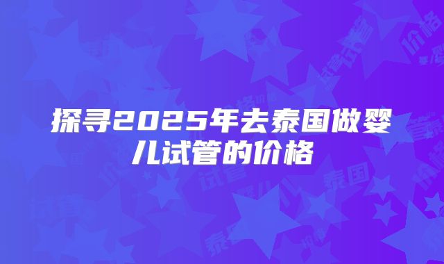 探寻2025年去泰国做婴儿试管的价格