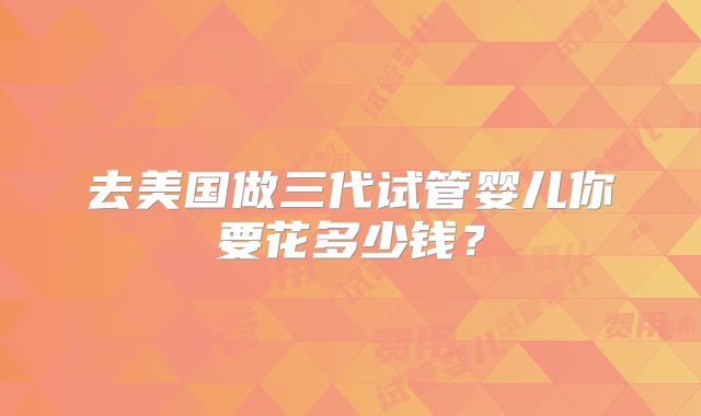 去美国做三代试管婴儿你要花多少钱？