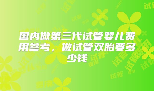 国内做第三代试管婴儿费用参考，做试管双胎要多少钱