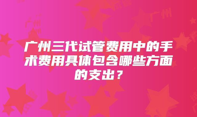 广州三代试管费用中的手术费用具体包含哪些方面的支出？