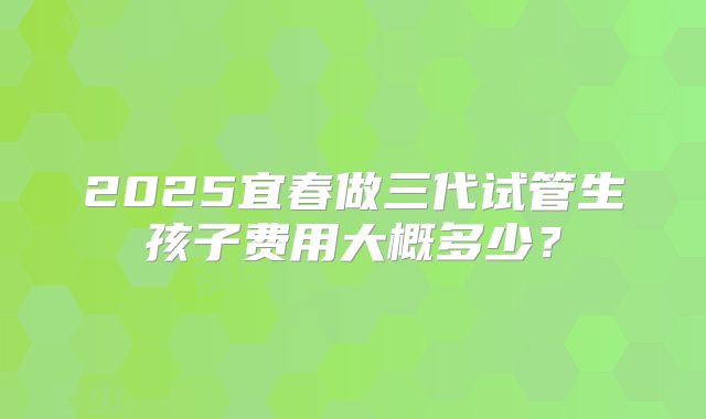 2025宜春做三代试管生孩子费用大概多少？