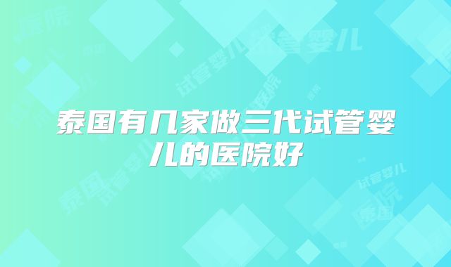 泰国有几家做三代试管婴儿的医院好