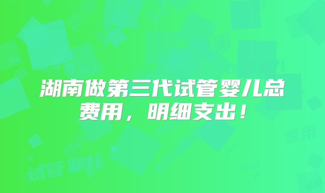 湖南做第三代试管婴儿总费用，明细支出！