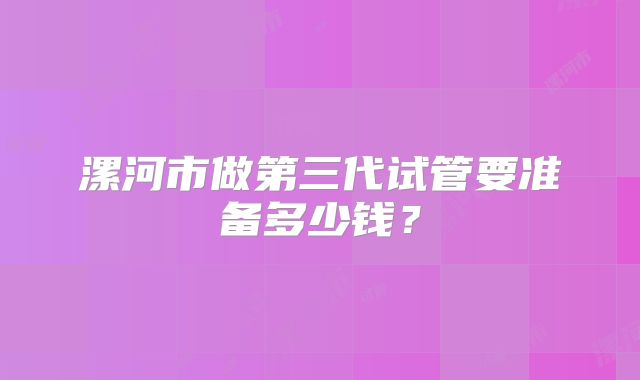 漯河市做第三代试管要准备多少钱?