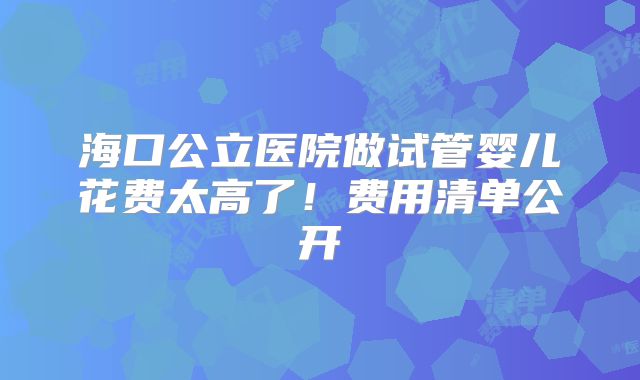 海口公立医院做试管婴儿花费太高了！费用清单公开