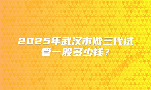 2025年武汉市做三代试管一般多少钱？