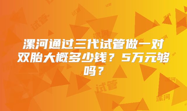漯河通过三代试管做一对双胎大概多少钱?5万元够吗?