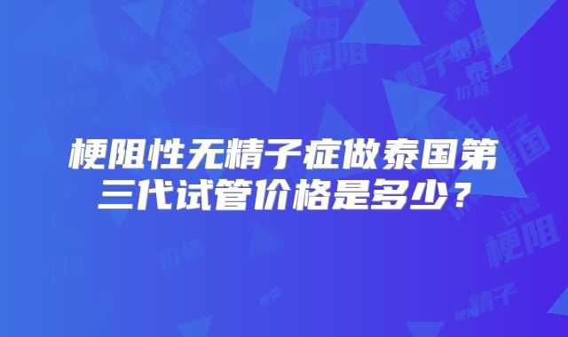 梗阻性无精子症做泰国第三代试管价格是多少?