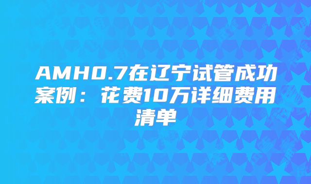 AMH0.7在辽宁试管成功案例:花费10万详细费用清单