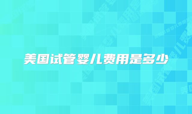 美国试管婴儿费用是多少