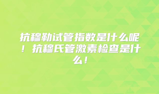 抗穆勒试管指数是什么呢！抗穆氏管激素检查是什么！