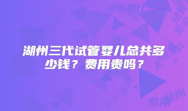 湖州三代试管婴儿总共多少钱?费用贵吗?
