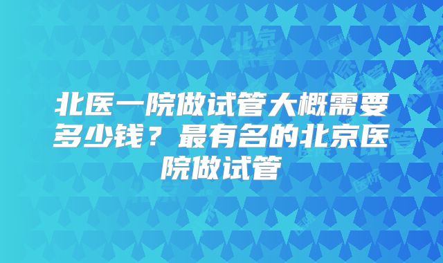 北医一院做试管大概需要多少钱？最有名的北京医院做试管