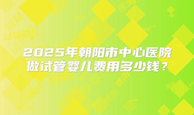2025年朝阳市中心医院做试管婴儿费用多少钱？