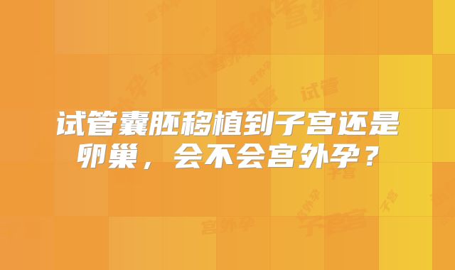 试管囊胚移植到子宫还是卵巢，会不会宫外孕？
