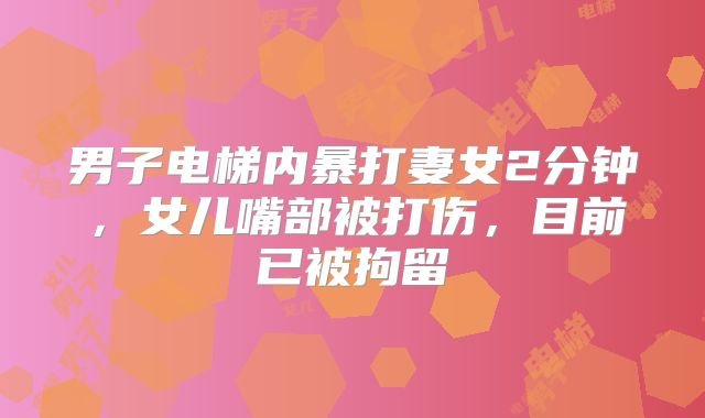 男子电梯内暴打妻女2分钟，女儿嘴部被打伤，目前已被拘留